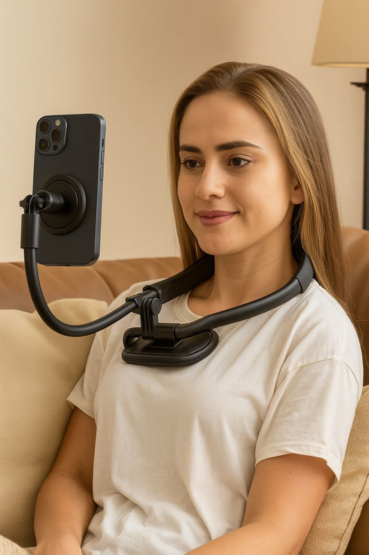 Magnetic silicone neck lazy phone holder